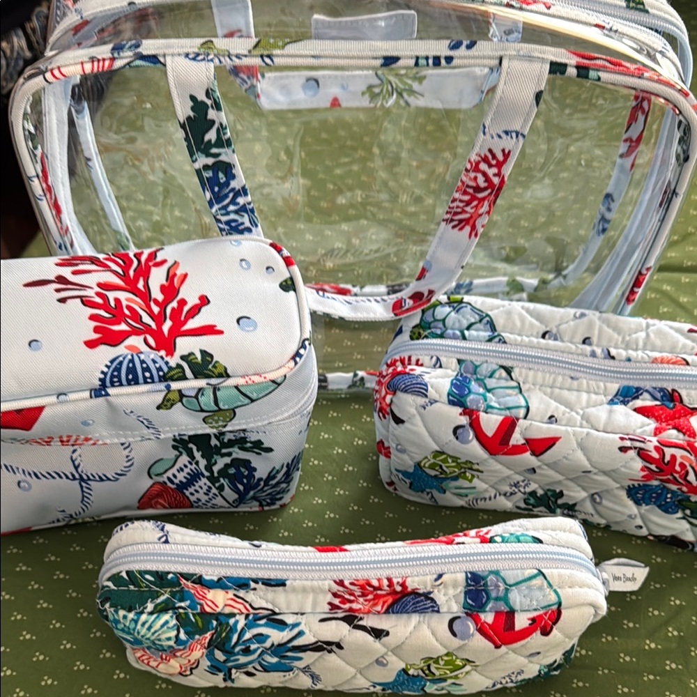 Vera Bradley Red and Blue Cosmetic Bag with nautical Design - Picture 3 of 4